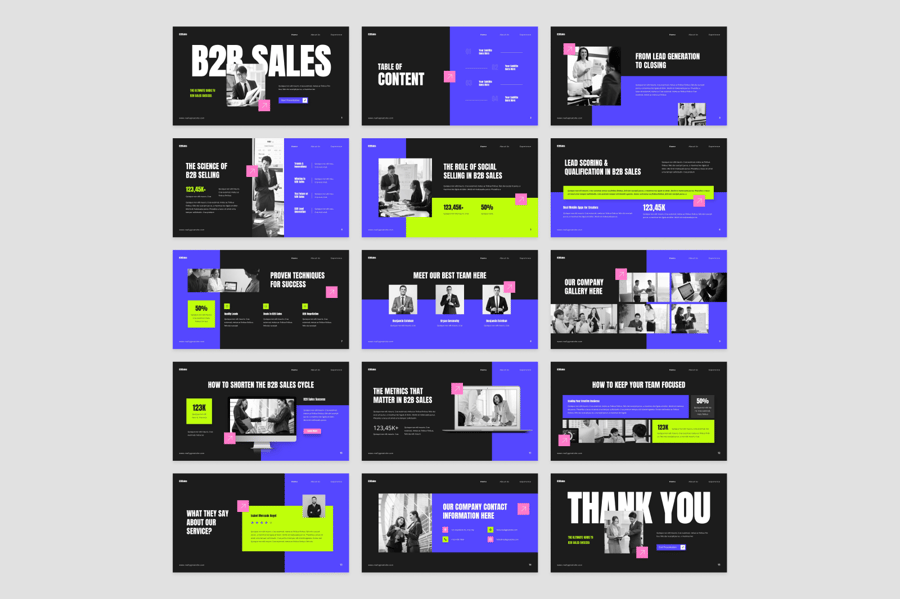 B2B推销甲板演示PPT模板 (PPTX)