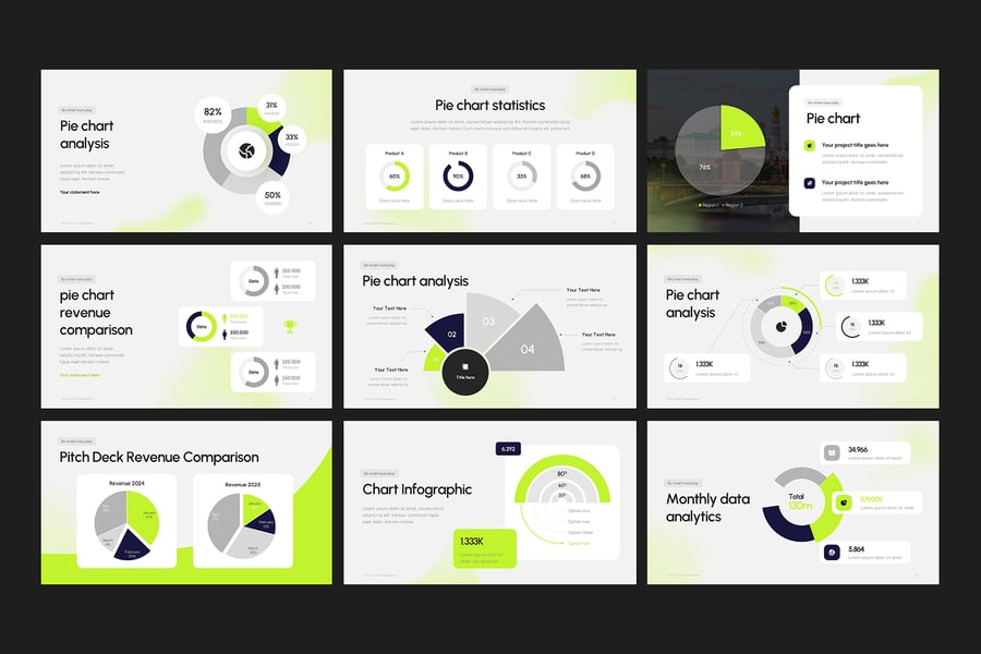 饼图数据展示PPT模板 (PPTX)