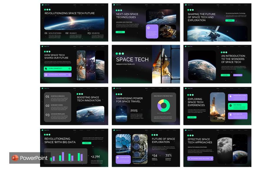 太空技术PPT模板 (PPTX)