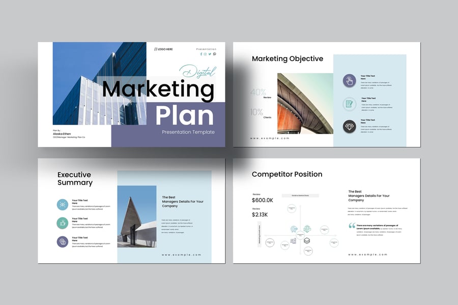 数字营销计划演示PPT模板 (PPTX)