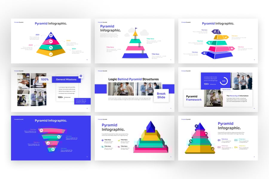 金字塔结构表现PPT模板 (PPTX)