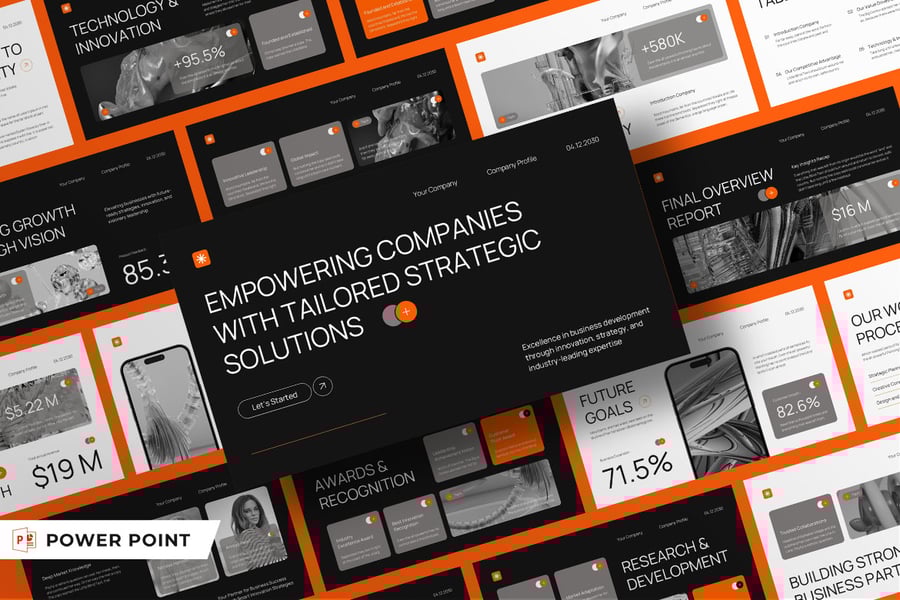 黑色橙色现代公司资料PPT模板 (PPT,PPTX)