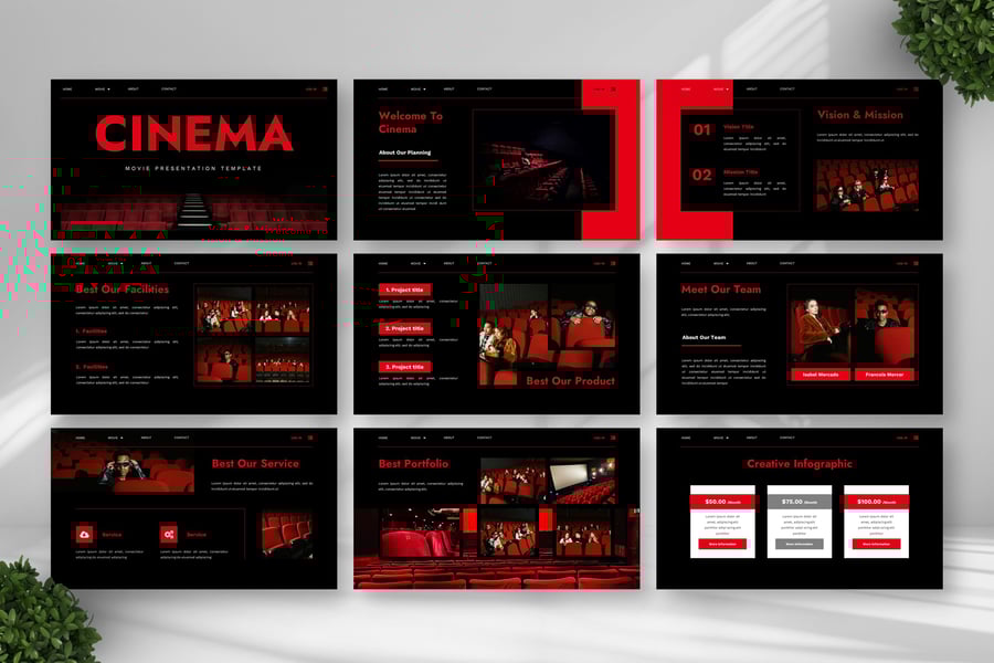 电影介绍PPT模板 (PPTX)