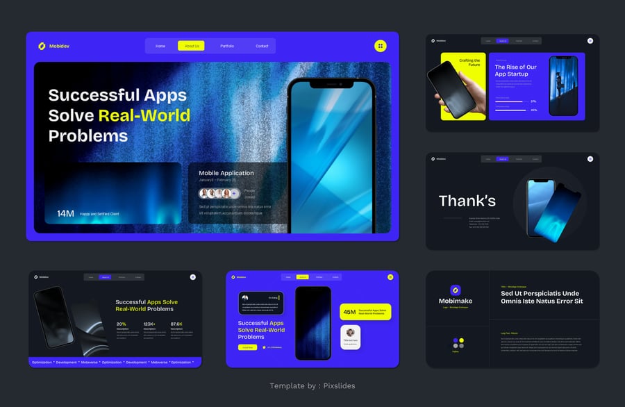 移动应用和启动展示PPT模板 (PPTX)