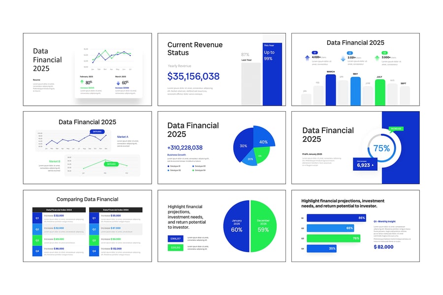 仪表板数据财务PPT模板 (PPTX)