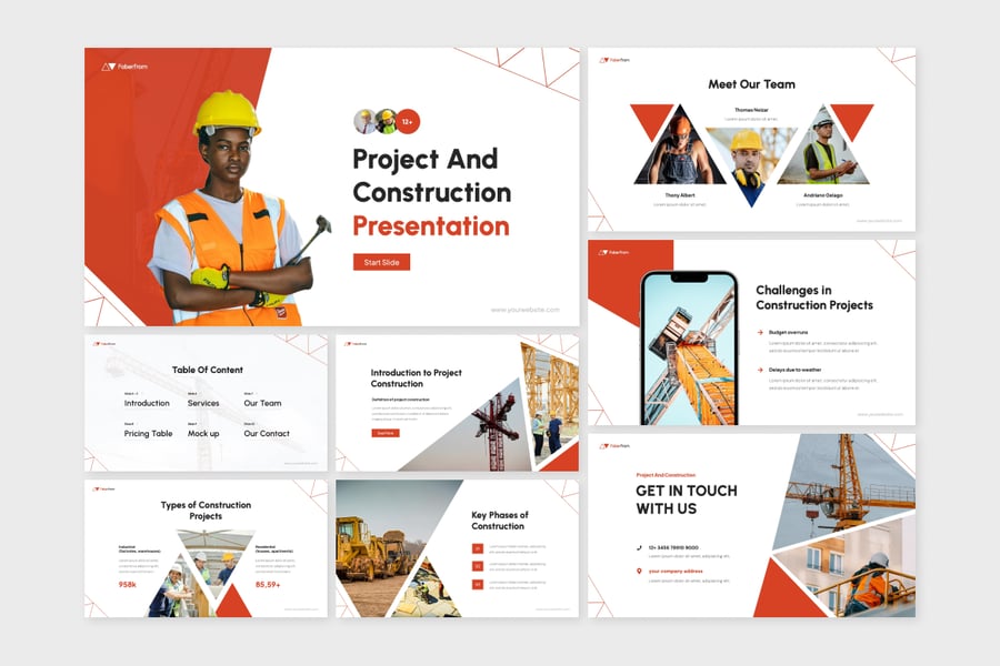 项目与施工演示文稿PPT模板 (PPTX,PPT)