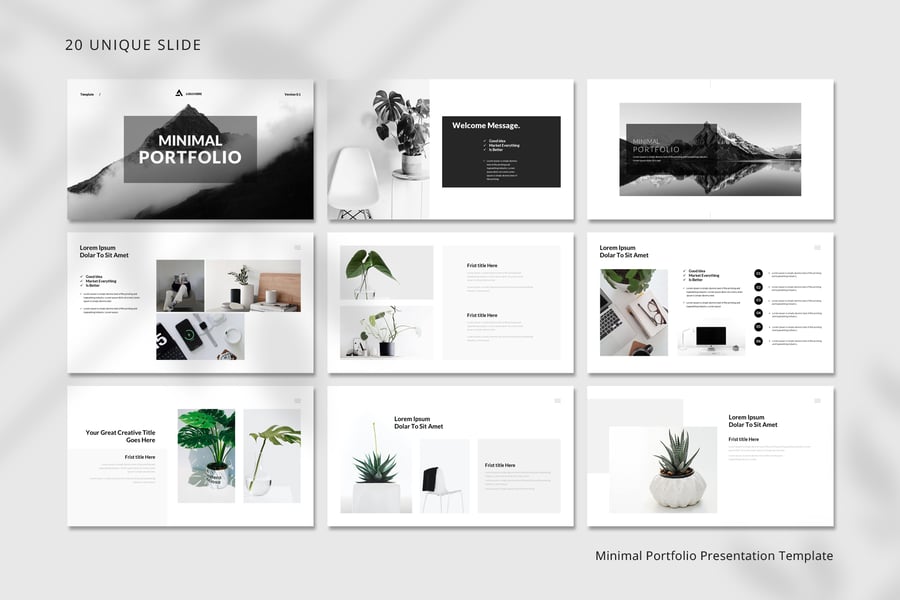 极简主义作品组合演示模板PPT模板 (PPTX)