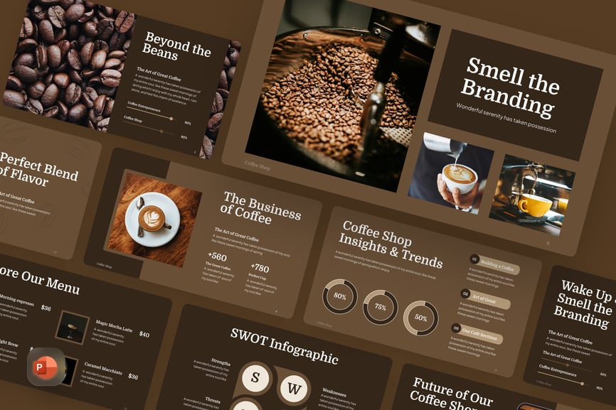 咖啡馆PPT模板 (PPTX)