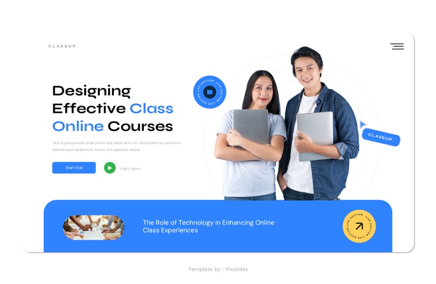 在线课程教育PPT模板 (PPTX)