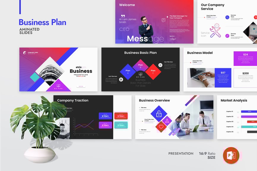 业务计划演示模板PPT模板 (PPTX)