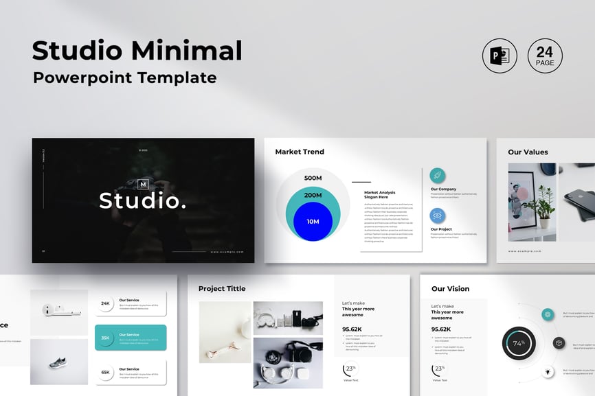 工作室极简主义PPT模板 (PPTX)