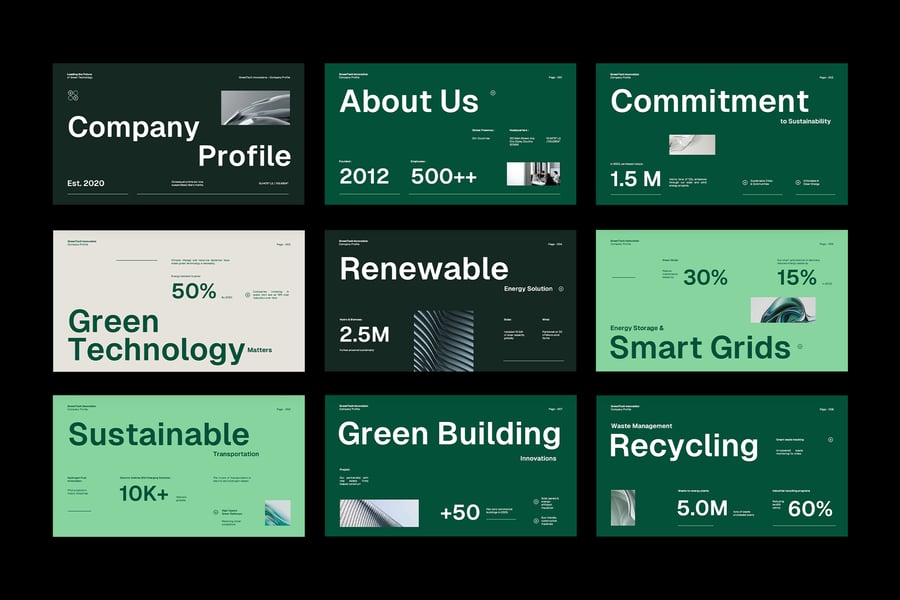 绿色白色奶油极简主义公司资料PPT模板 (PPTX,PPT)