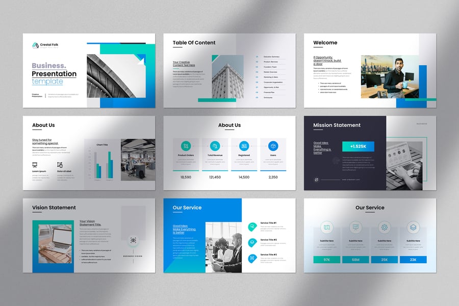 创意企业彩色PPT模板 (PPTX)