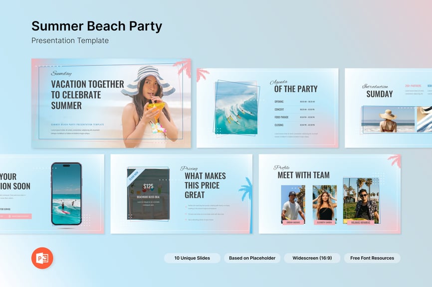 夏季海滩派对模板PPT模板 (PPTX)