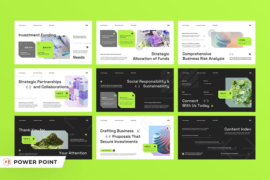 白绿色现代业务建议PPT模板 (PPT,PPTX)