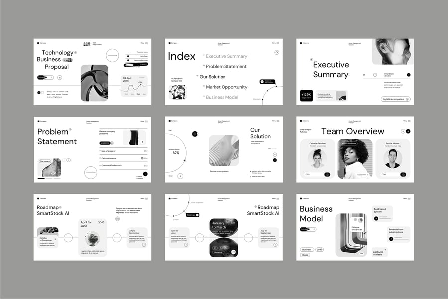 白色现代技术业务建议PPT模板 (PPT,PPTX)