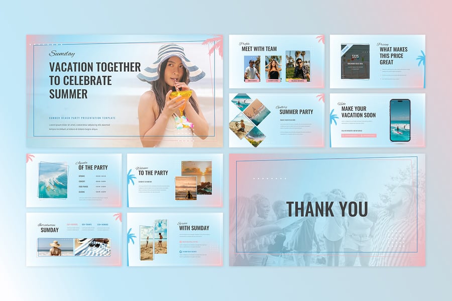 夏季海滩派对模板PPT模板 (PPTX)