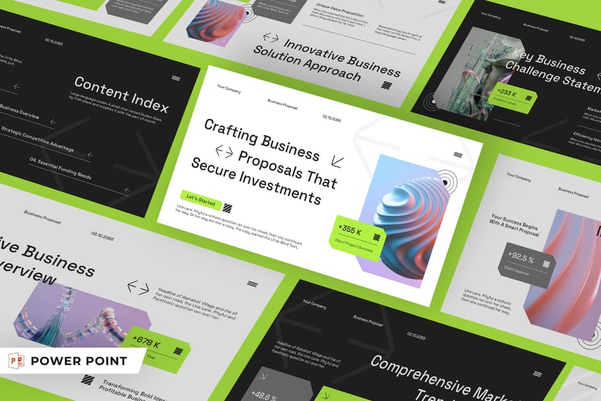 白绿色现代业务建议PPT模板 (PPT,PPTX)