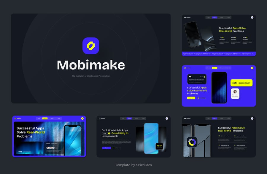 移动应用和启动展示PPT模板 (PPTX)