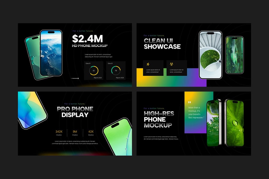 电话模型样机PPT模板 (PPTX)