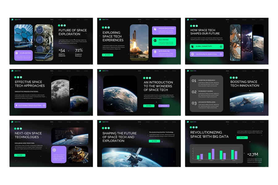 太空技术PPT模板 (PPTX)
