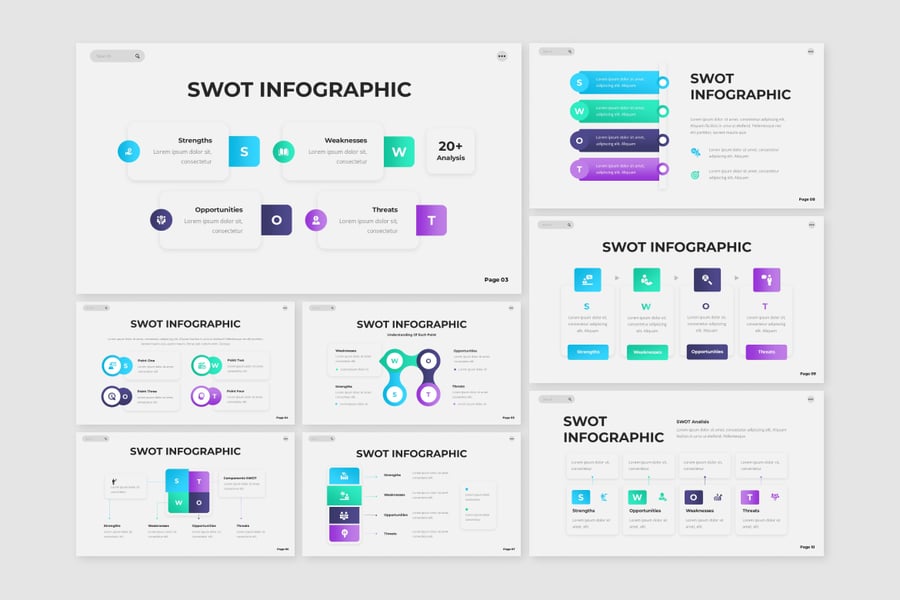 SWOT演示文稿PPT模板 (PPTX)