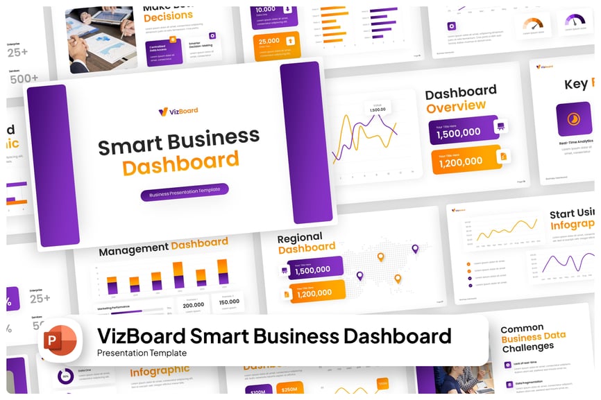 智能业务仪表板PPT模板 (PPTX)