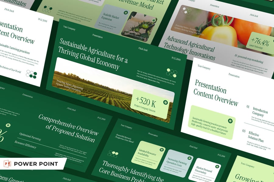 绿白色现代农业PPT模板 (PPT,PPTX)