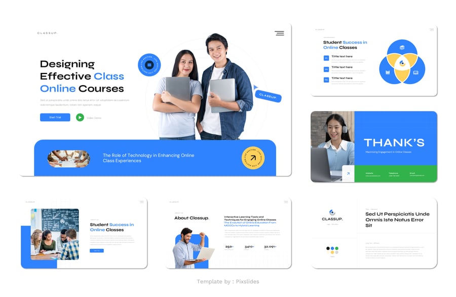 在线课程教育PPT模板 (PPTX)