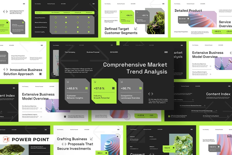 白绿色现代业务建议PPT模板 (PPT,PPTX)