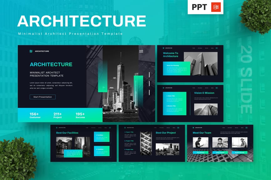简约建筑师PPT模板 (PPTX)