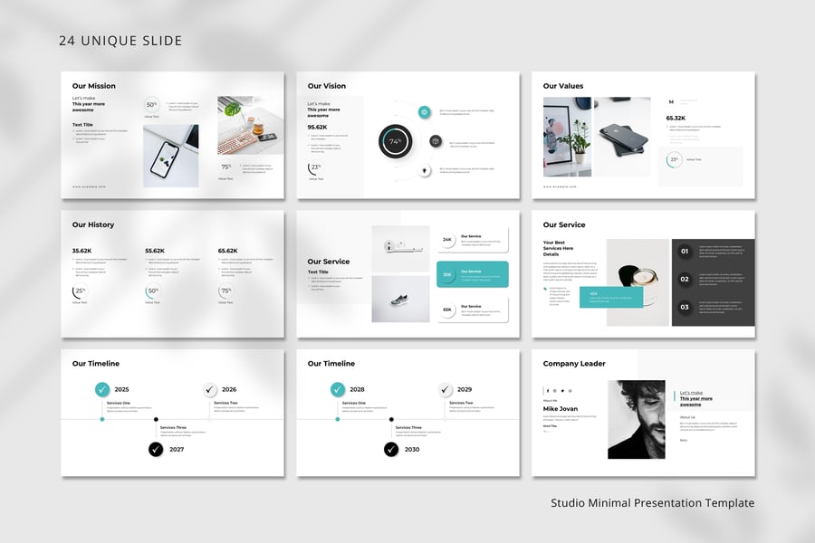工作室极简主义PPT模板 (PPTX)