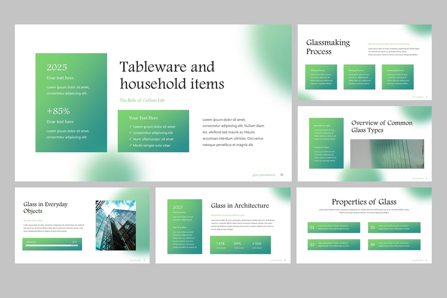 玻璃行业PPT模板 (PPTX)