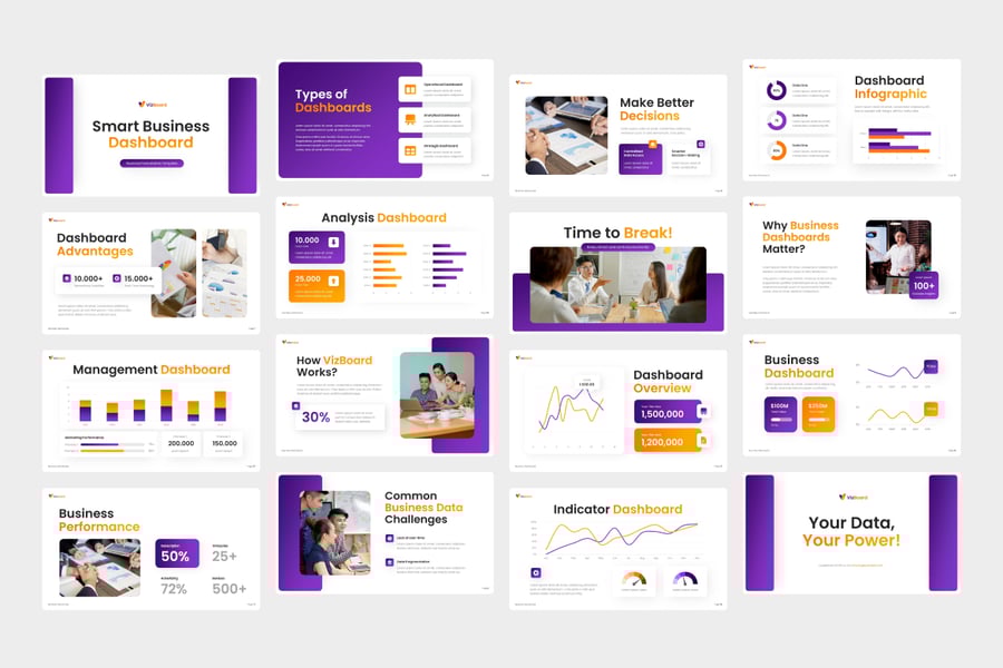 智能业务仪表板PPT模板 (PPTX)