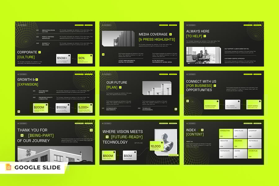 绿色现代公司资料PPT模板 (PPTX,PPT)