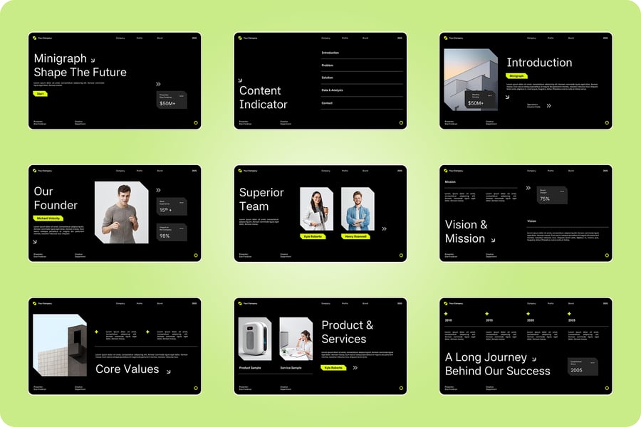 深绿色极简主义公司PPT模板 (PPT,PPTX)