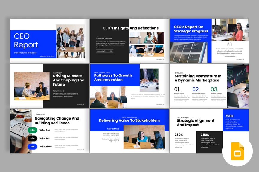 首席执行官报告PPT模板 (PPTX)