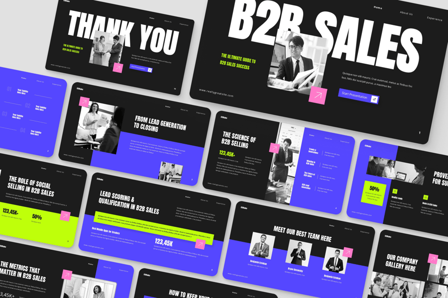 B2B推销甲板演示PPT模板 (PPTX)