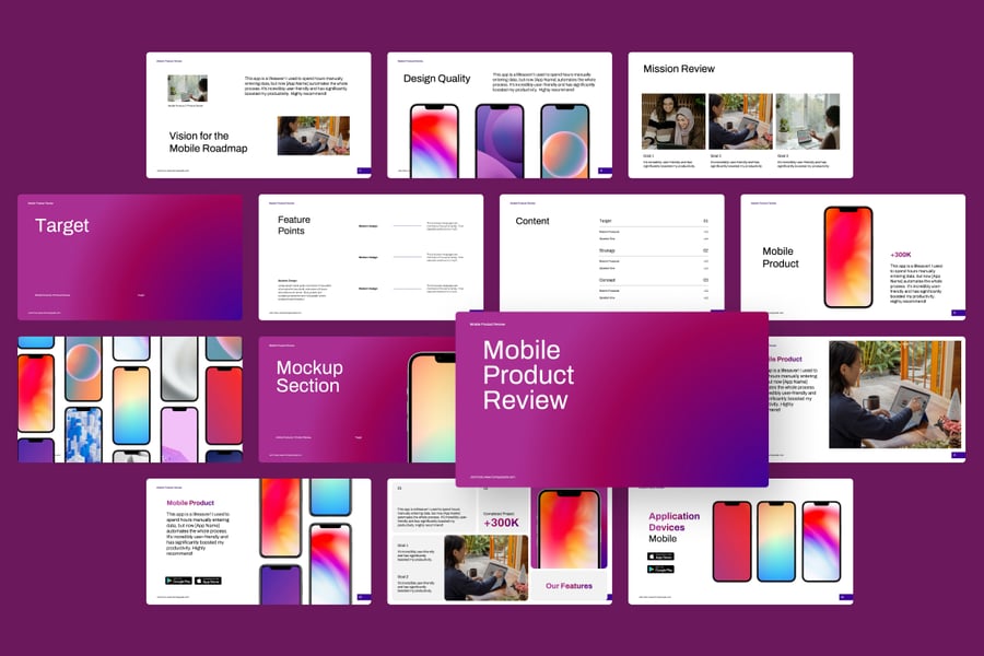 移动产品评论PPT模板 (PPTX)