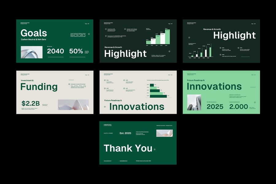 绿色白色奶油极简主义公司资料PPT模板 (PPTX,PPT)