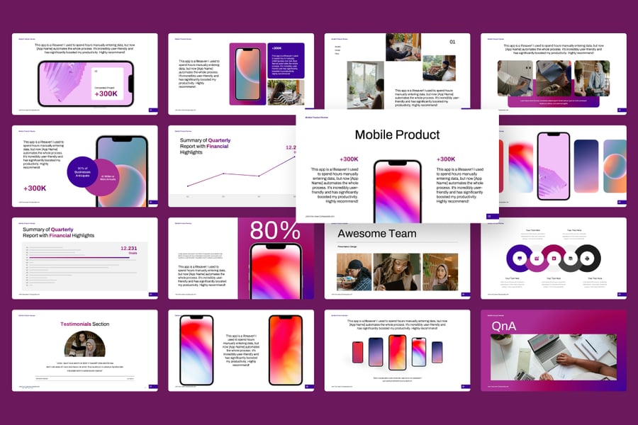 移动产品评论PPT模板 (PPTX)