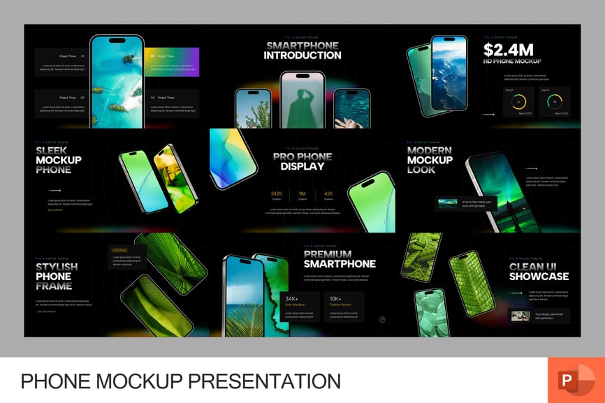 电话模型样机PPT模板 (PPTX)