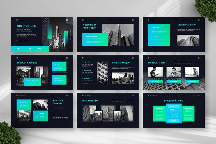 简约建筑师PPT模板 (PPTX)