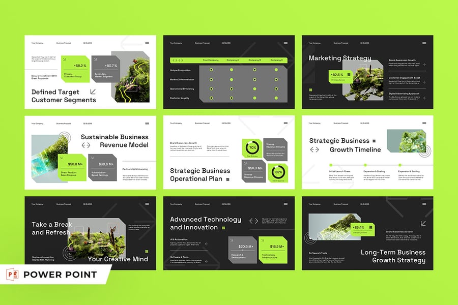 白绿色现代业务建议PPT模板 (PPT,PPTX)
