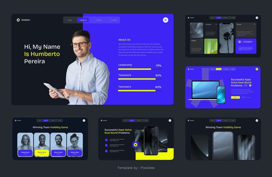 移动应用和启动展示PPT模板 (PPTX)