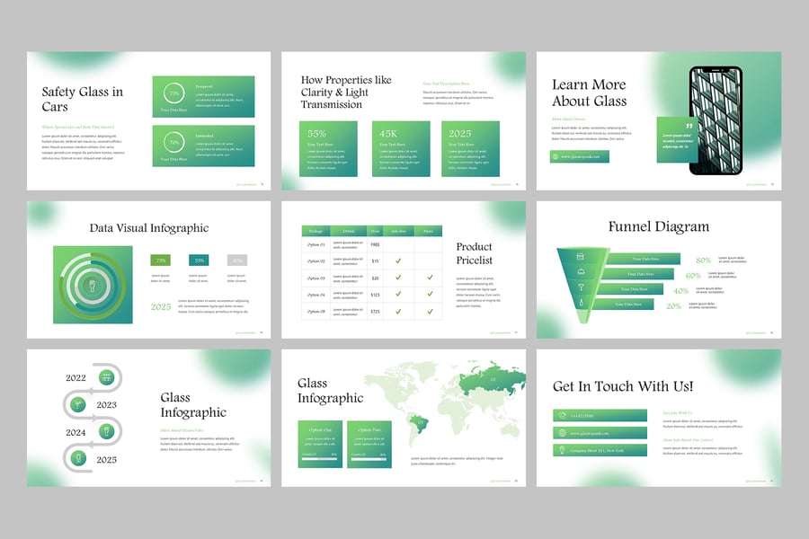 玻璃行业PPT模板 (PPTX)