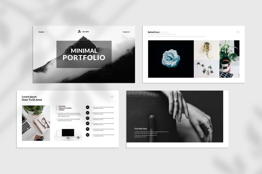 极简主义作品组合演示模板PPT模板 (PPTX)