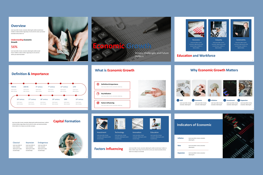 经济增长PPT模板 (PPTX)