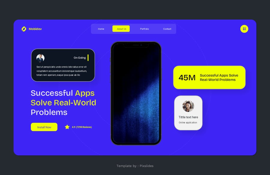移动应用和启动展示PPT模板 (PPTX)