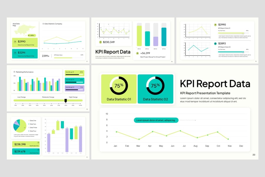 KPI报告PPT模板 (PPTX)
